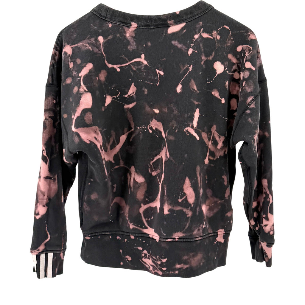 Adidas Black Pink Bleach Splatter Crop Sweatshirt