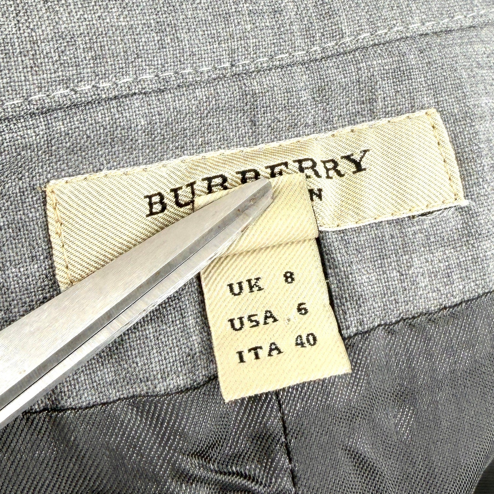 Vintage Y2K Burberry London Gray Minimalist Pleated Sleeveless Pencil Dress