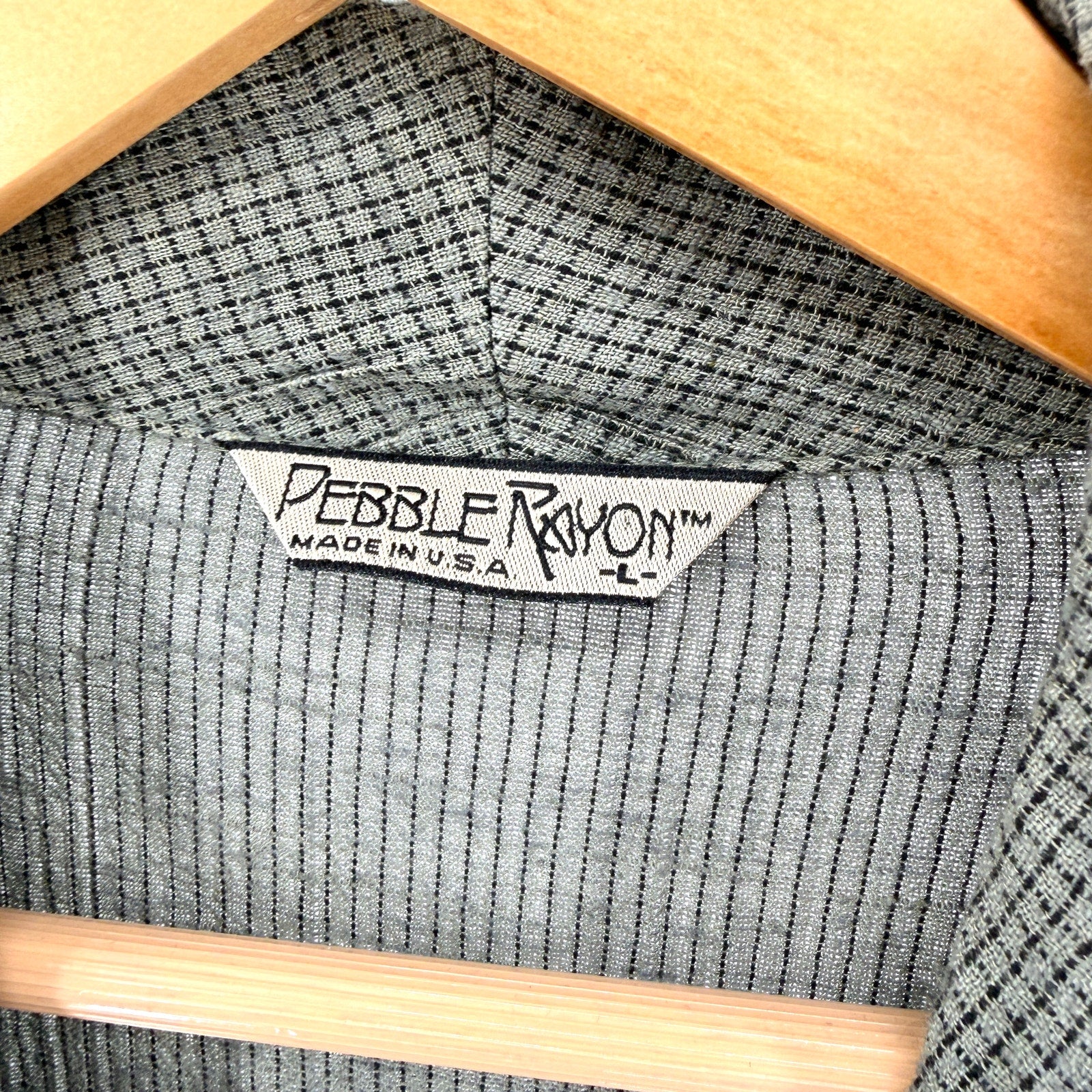 Vintage 80s Pebble Rayon Sage Green Striped Iridescent Button Duster Jacket