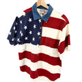 Vintage 90s Quizz Again Red White Blue 100% Cotton American Flag Shirt