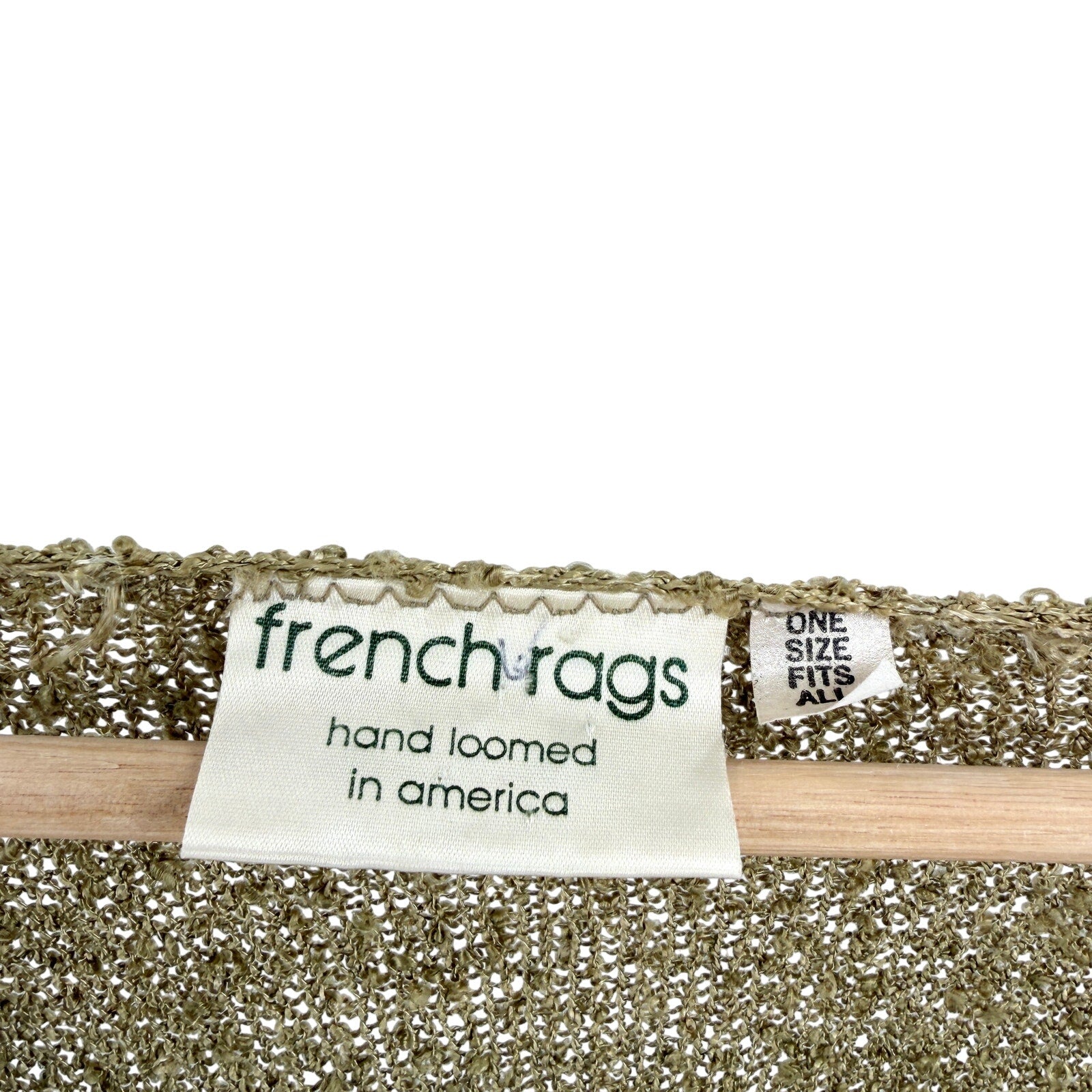 Vintage 80s French Rags Olive Fringe Trim Southwestern Sweater