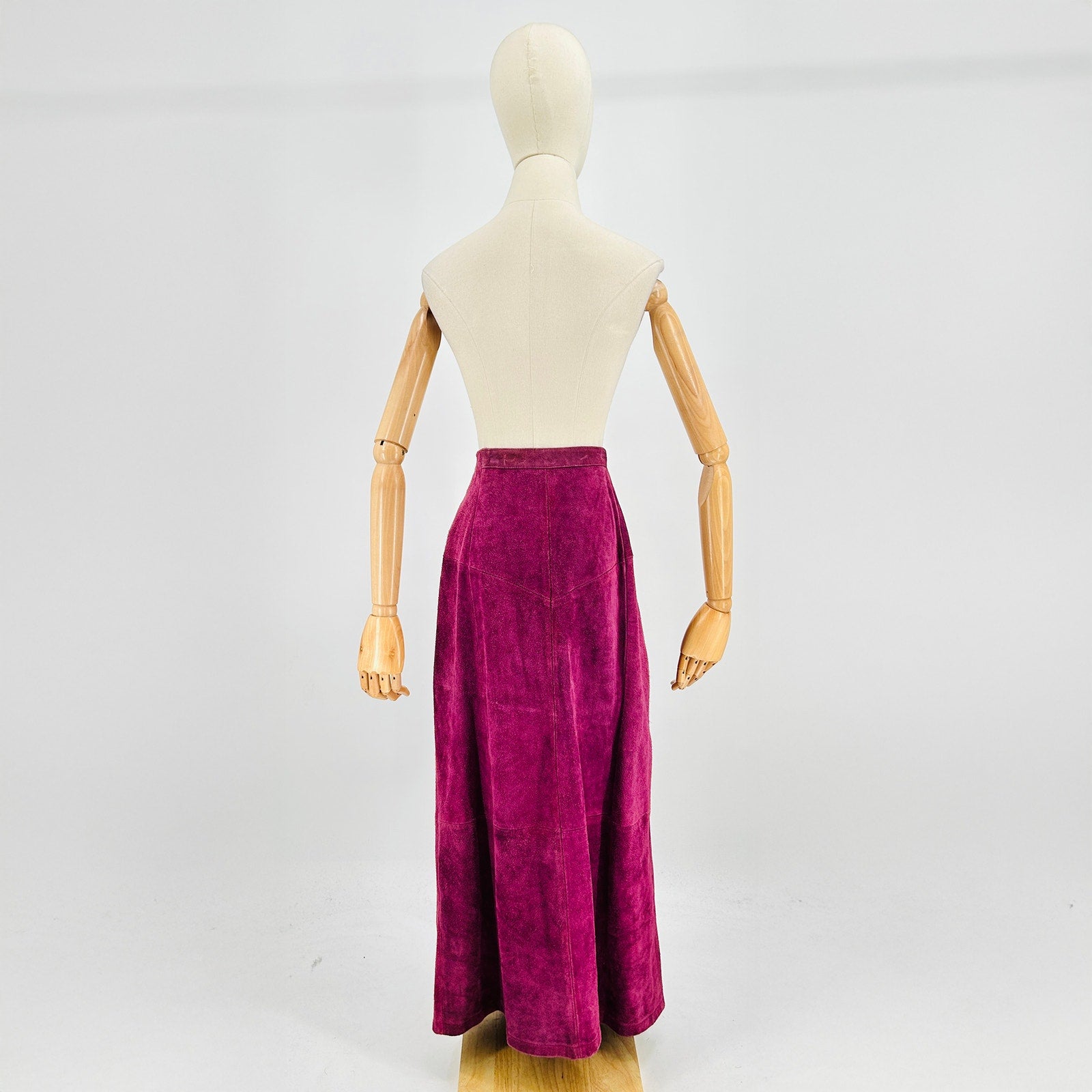 Vintage 90s Sheplers Plum Sueded Boar Leather Western Maxi Skirt