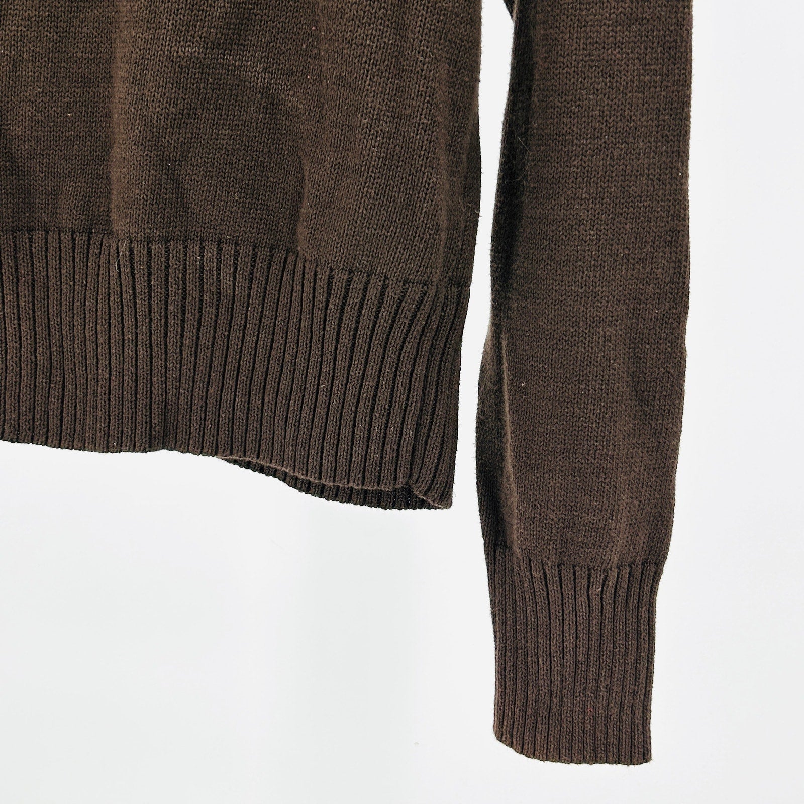 Vintage  Y2K Jeanne Pierre Brown 100% Cotton Cable Button Cowl Sweater