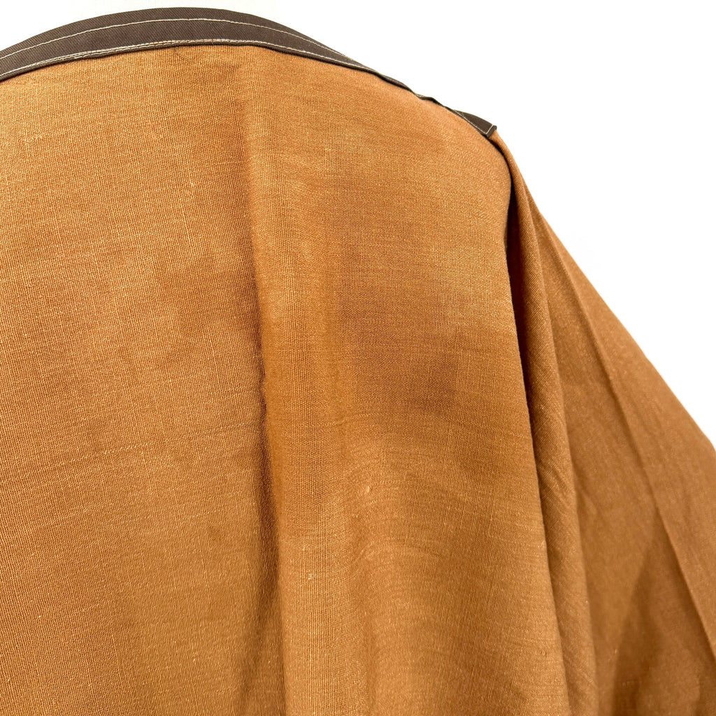 Vintage 70s Brown Striped Fringed Distressed Boat Neck Wrap Poncho