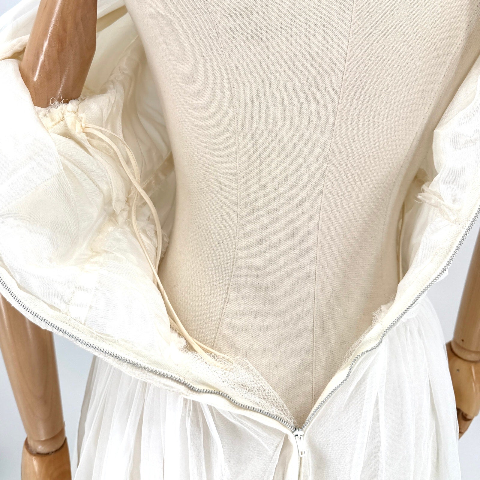 Vintage 50s White Ruched Pleated Alternative Wedding Cocktail Dress