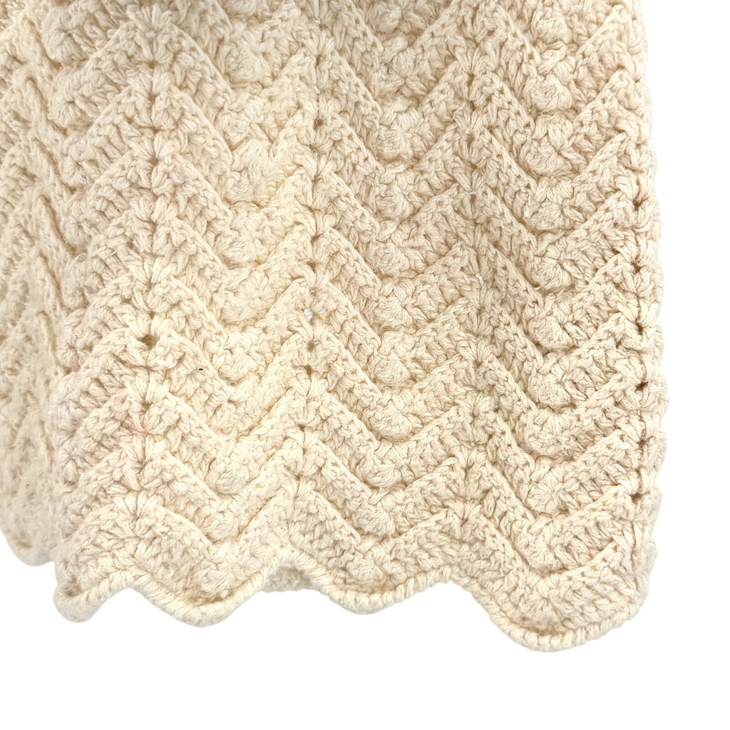 Vintage 90s Cream Ivory 100% Cotton Crochet Boho Button Front Vest