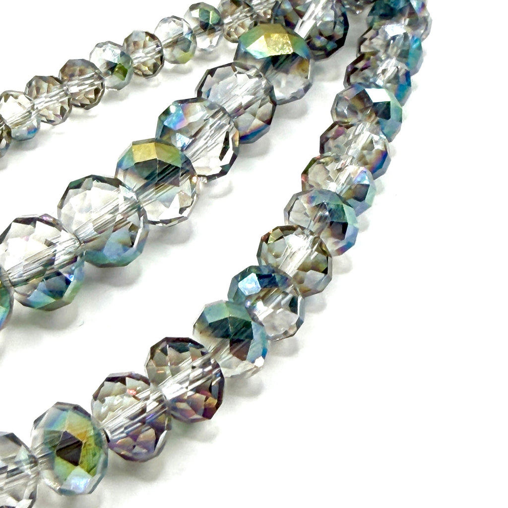 Vintage 90s Donna Dressler Signed Sterling AB Glass Crystal 3 Strand Necklace