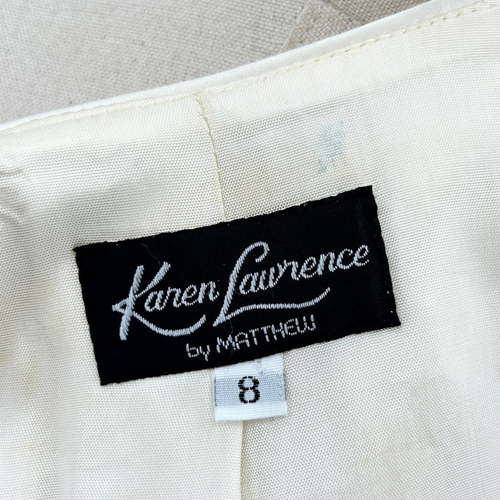 Vintage 80s Karen Lawrence by Matthew Cream Burnout Velvet Gold Clasp Blazer