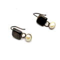 Vintage 90s Sterling Silver Stamped Mexico Pearl Drop Earrings