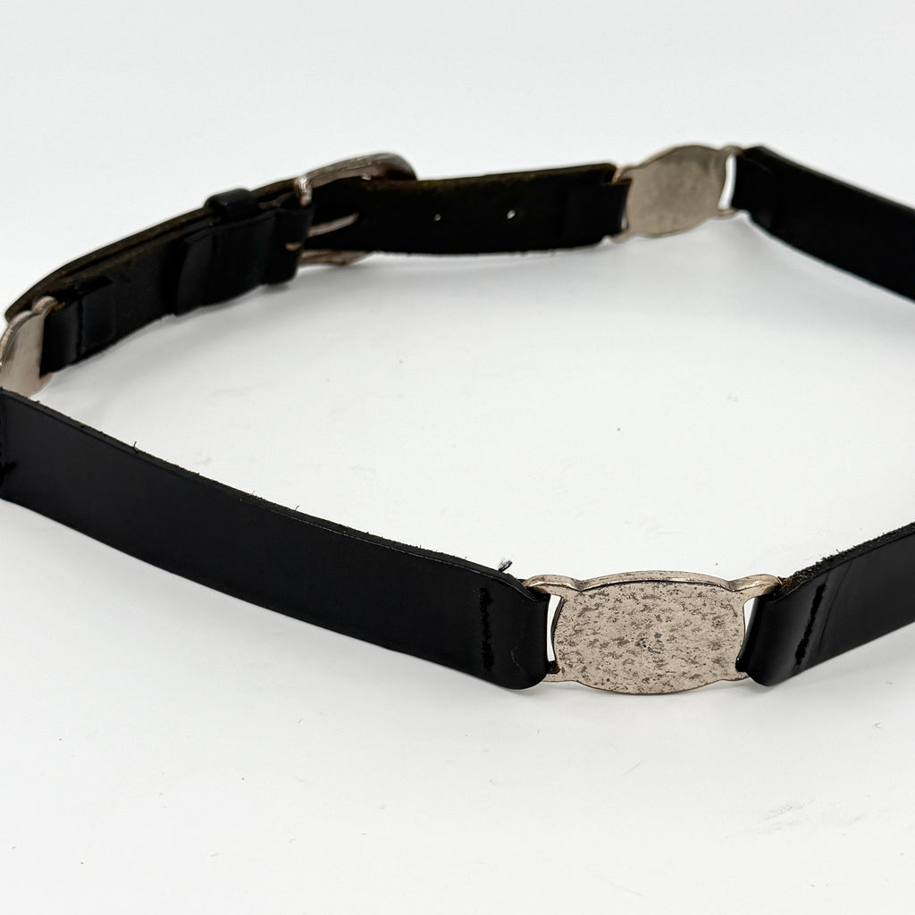 Vintage 90s Fossil Black Genuine Leather Boho Western Medallion Belt