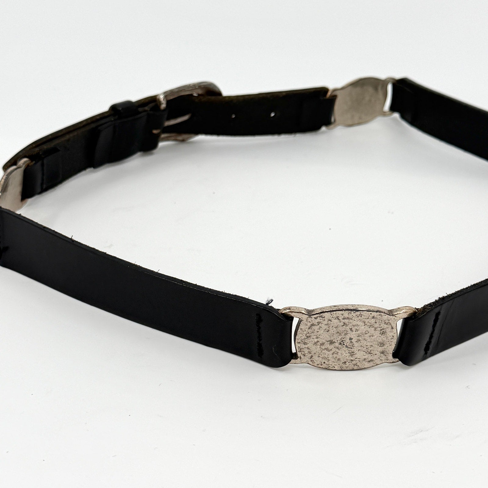 Vintage 90s Fossil Black Genuine Leather Boho Western Medallion Belt