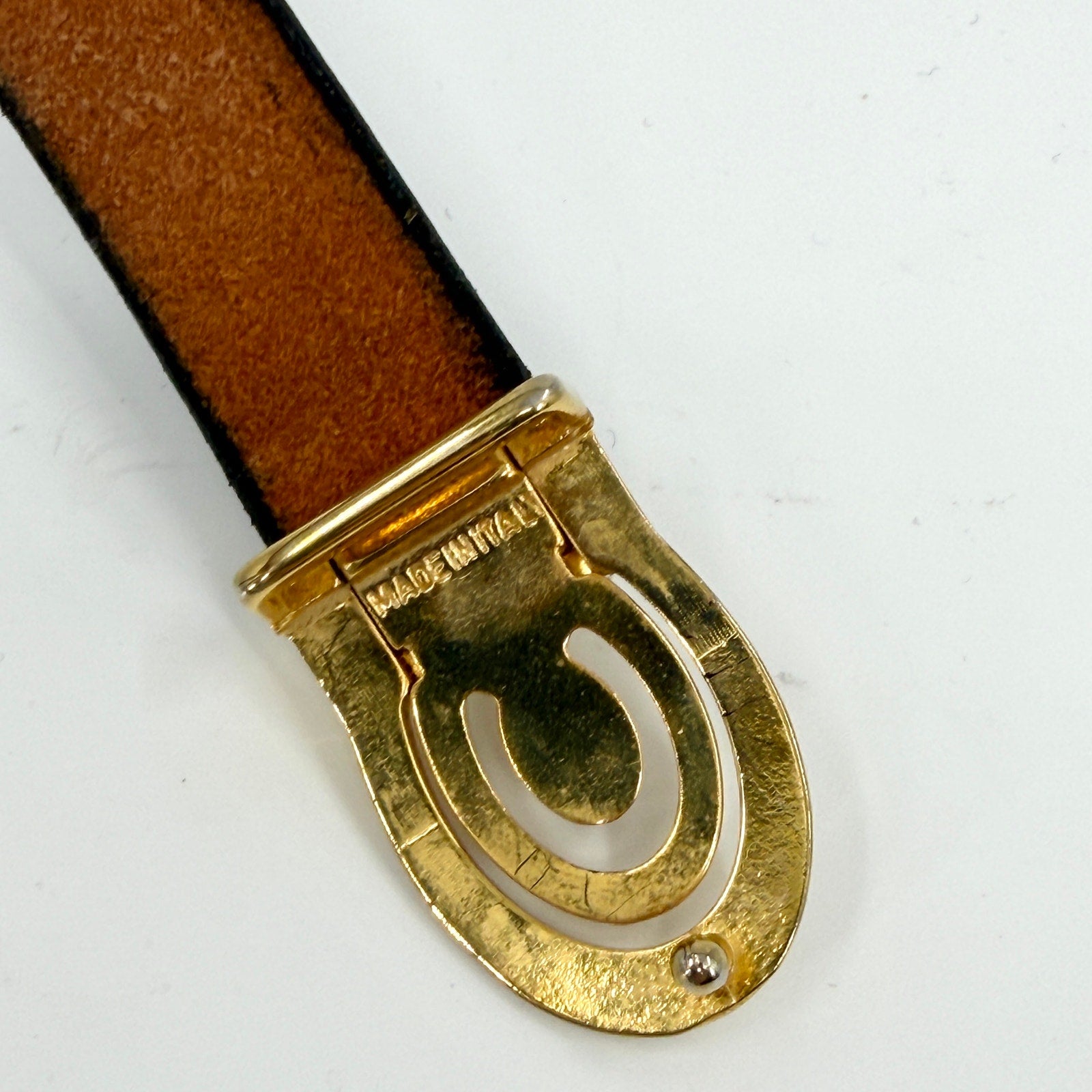 Vintage 80s Pierre Cardin Black Brown Croc Genuine Leather Belt