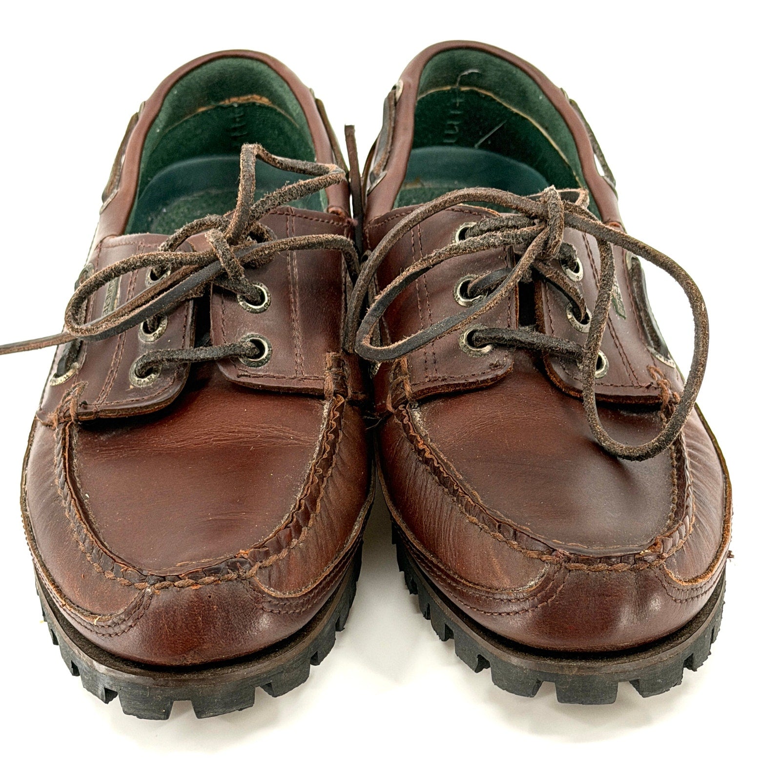 Vintage 90s H.H. Brown Leather GORE-TEX Waterproof Lug Sole Loafers