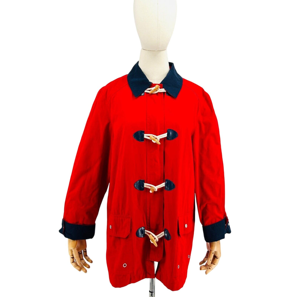 Alfred Dunner Red Navy Preppy Nautical Toggle Closure Jacket