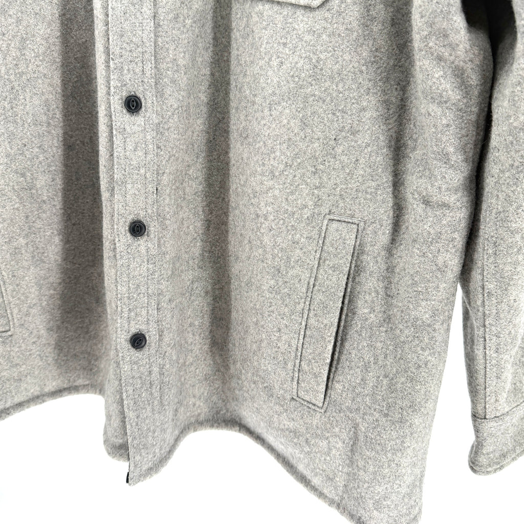 Nordstrom Gray Utility Minimalist Fleece Lined Button Front Shirt Jacket