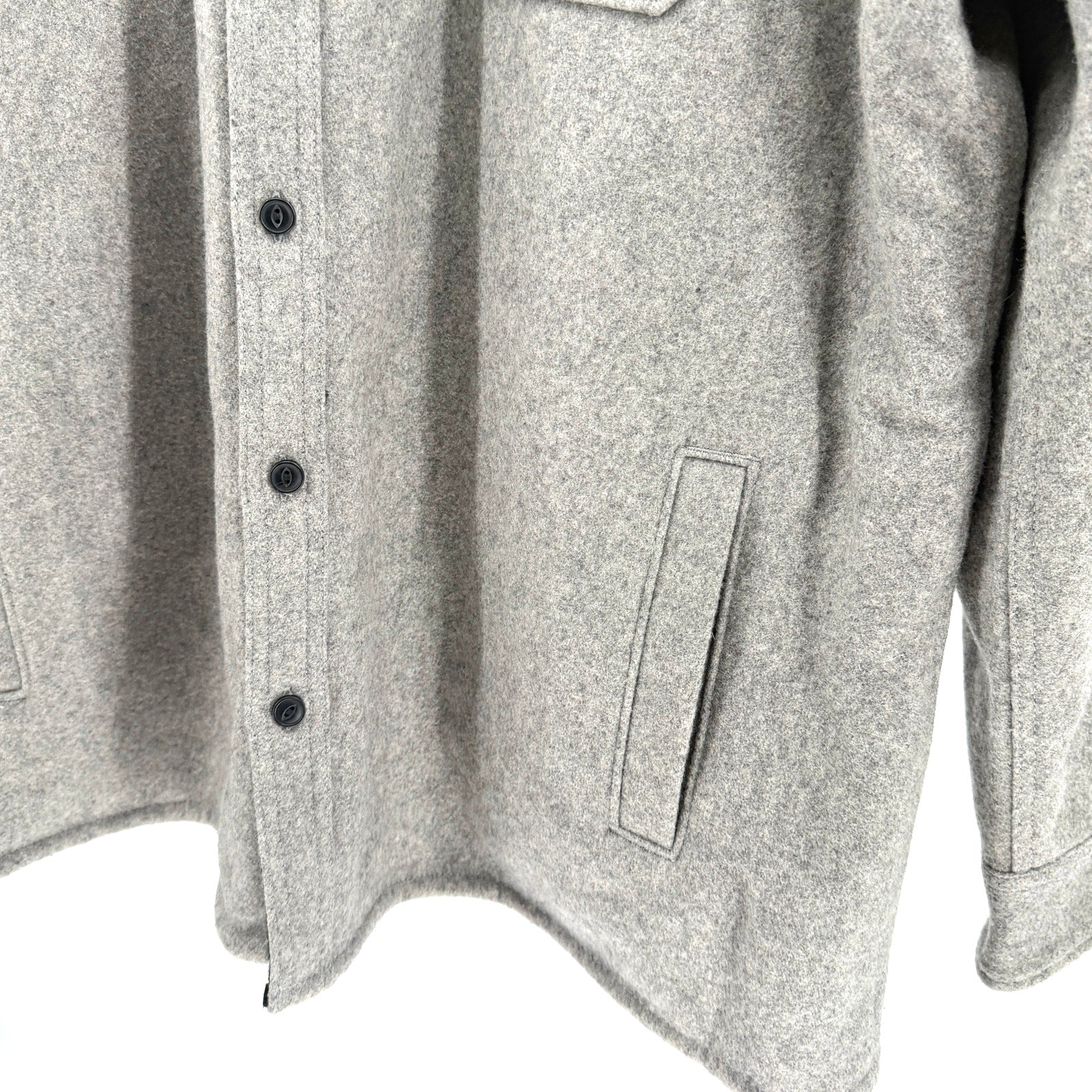 Nordstrom Gray Utility Minimalist Fleece Lined Button Front Shirt Jacket