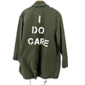 Custom Army Green I Do Care Stencil Slogan Utility Jacket
