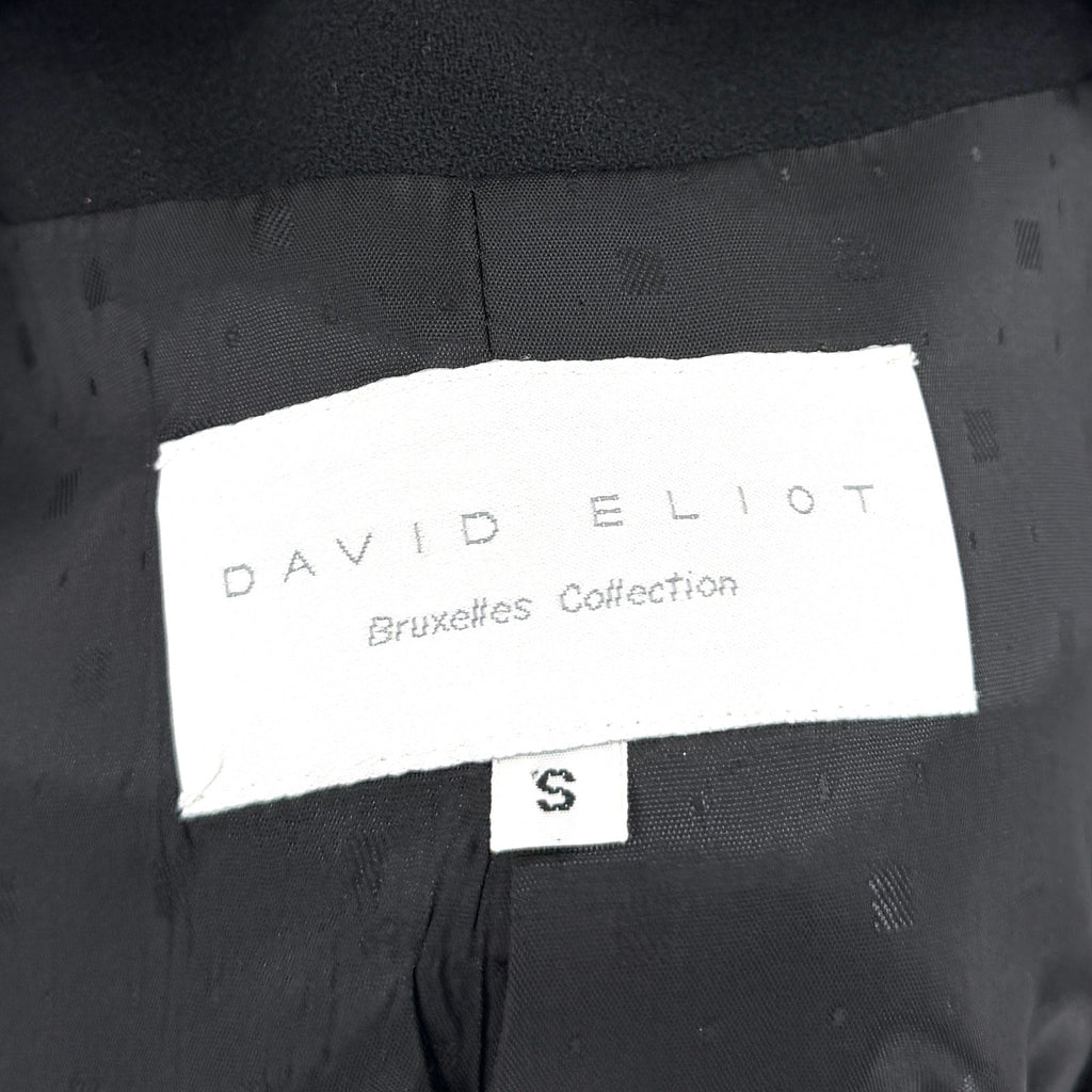 Vintage 80s David Eliot Black 100% Wool Oversized Satin Lapel Tuxedo Blazer