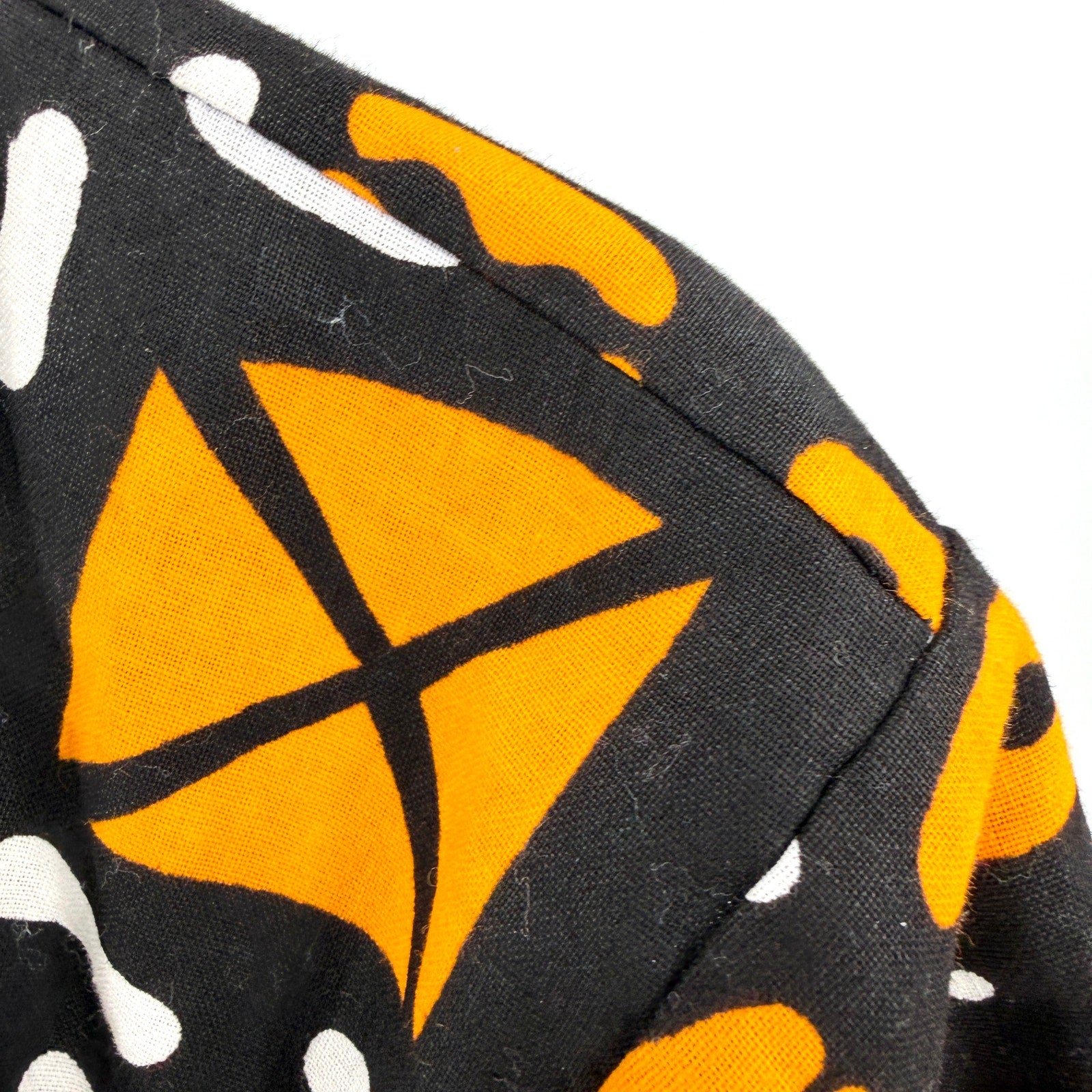 Vintage 90s Hitarget Black Orange Yellow 100% Cotton Batik A Line Dress