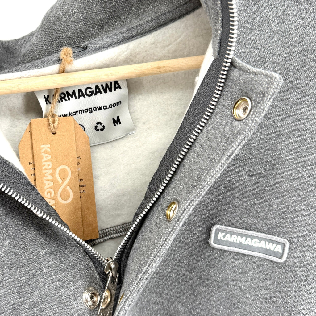 NWT Karmagawa Grey Half Zip Snap Button Mock Neck Sweatshirt