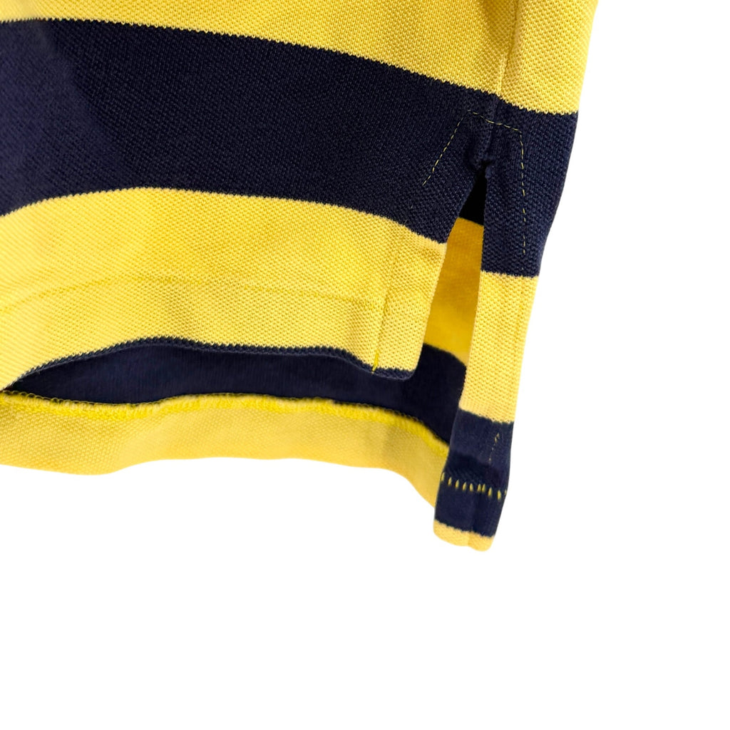 Vintage 90s Polo Ralph Lauren Yellow Navy 100% Cotton Striped Polo Shirt