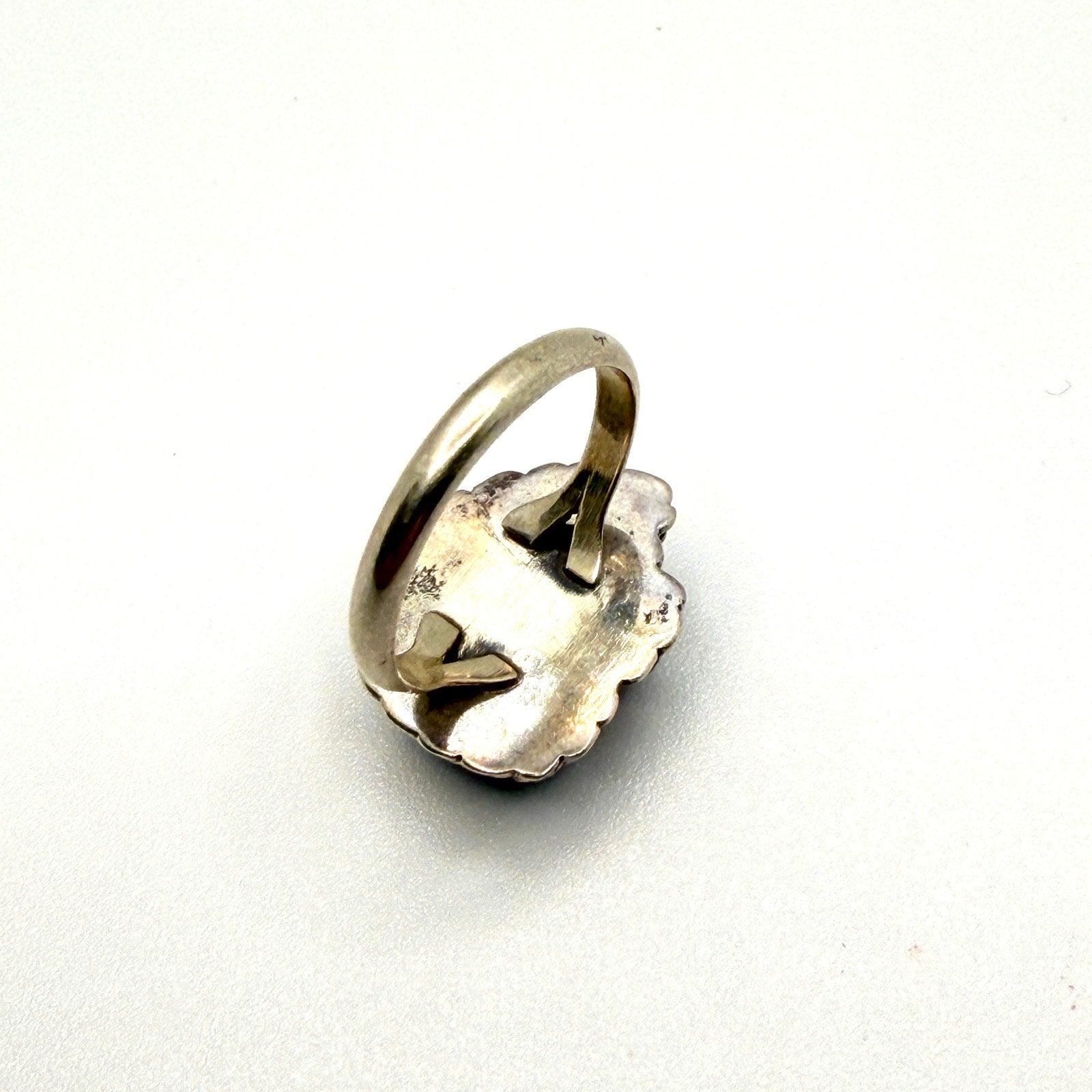 Vintage 80s Signed SC Sodalite Bear Fetish Sterling Silver Southwestern Ring