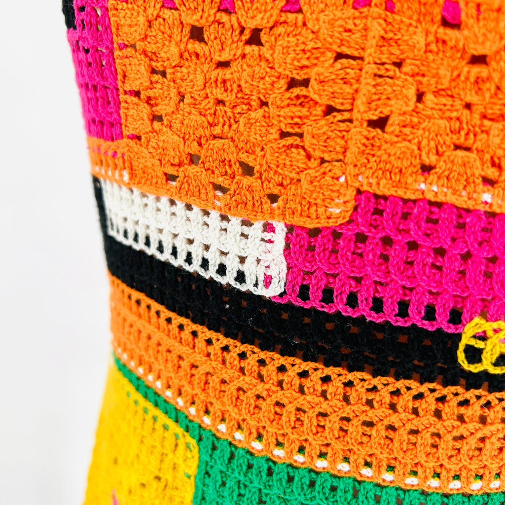 Y2K Crochet Multicolor Patchwork Festival Mini Dress