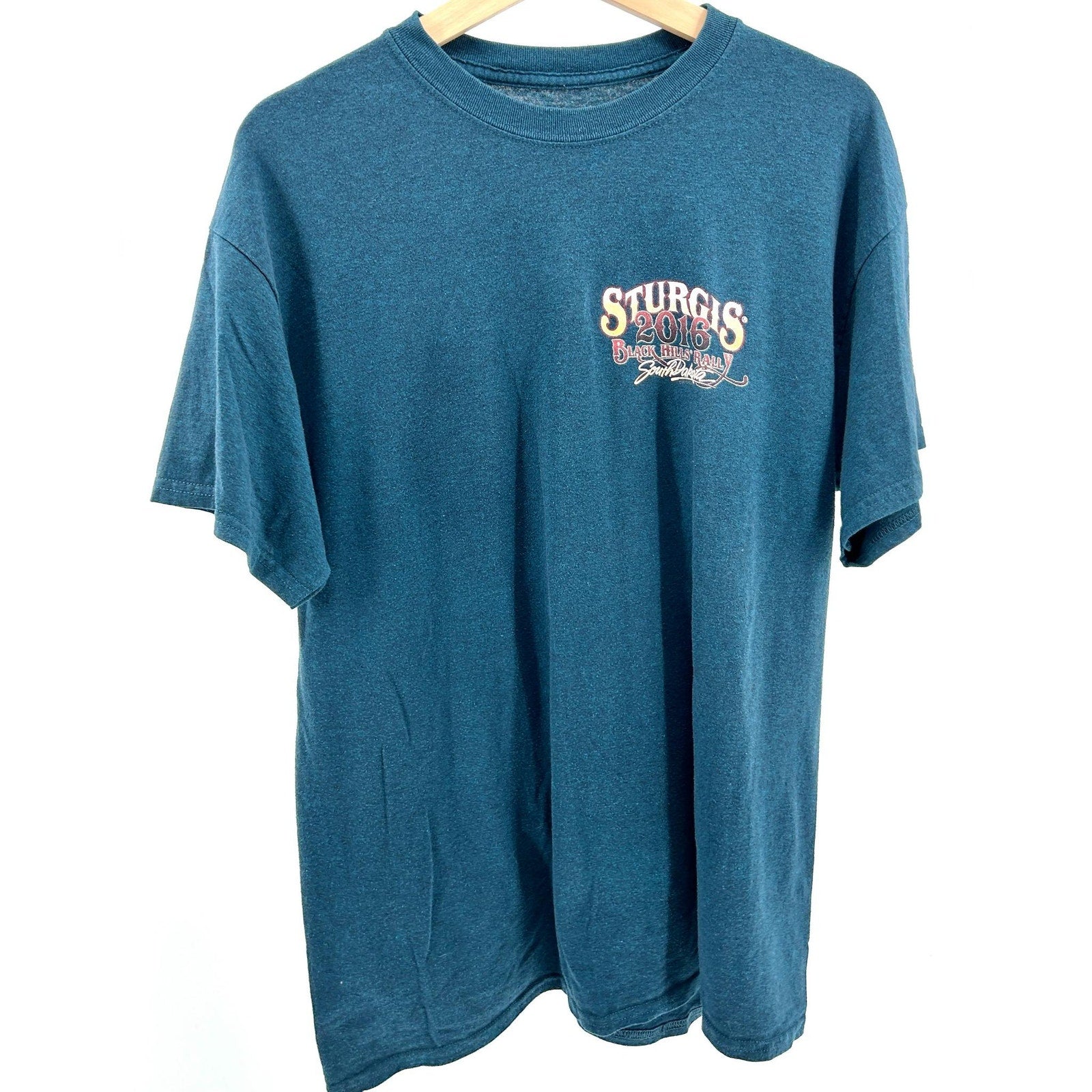 2016 Sturgis Black Hills Rally South Dakota Blue Green Graphic T-Shirt