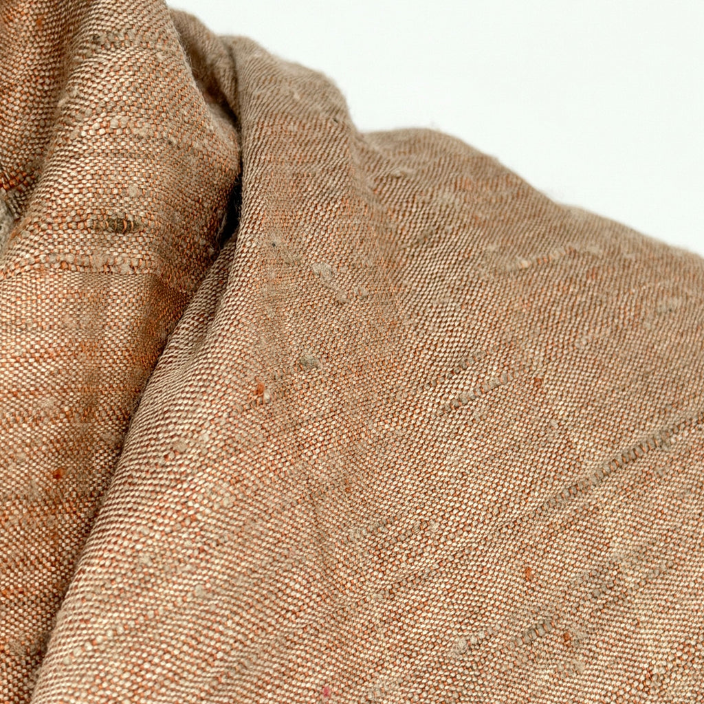 Beige 100% Silk Tribal Woven Raw Texture Fringe Wrap Scarf