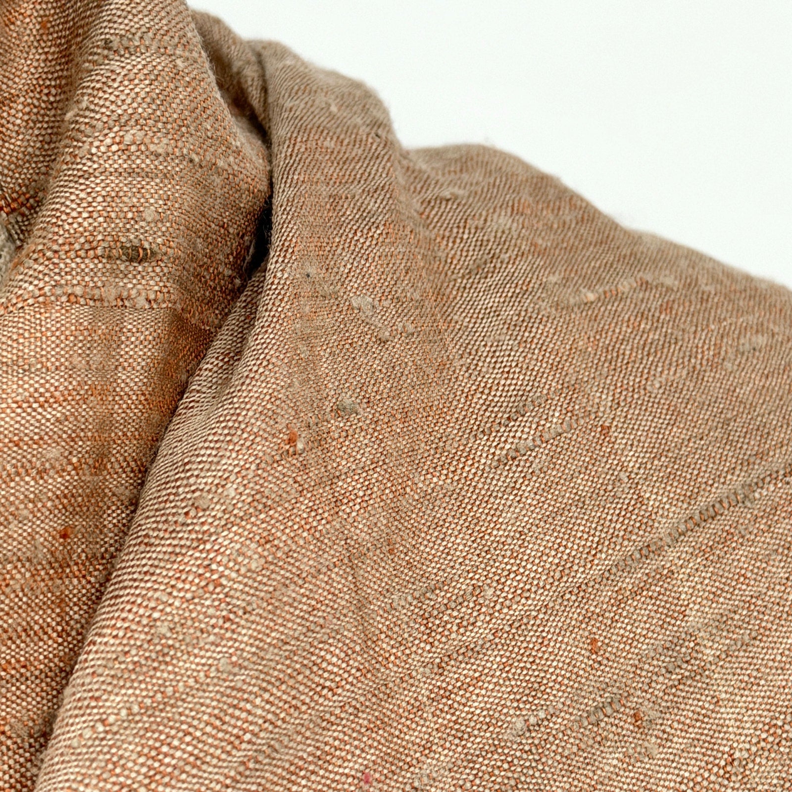 Beige 100% Silk Tribal Woven Raw Texture Fringe Wrap Scarf
