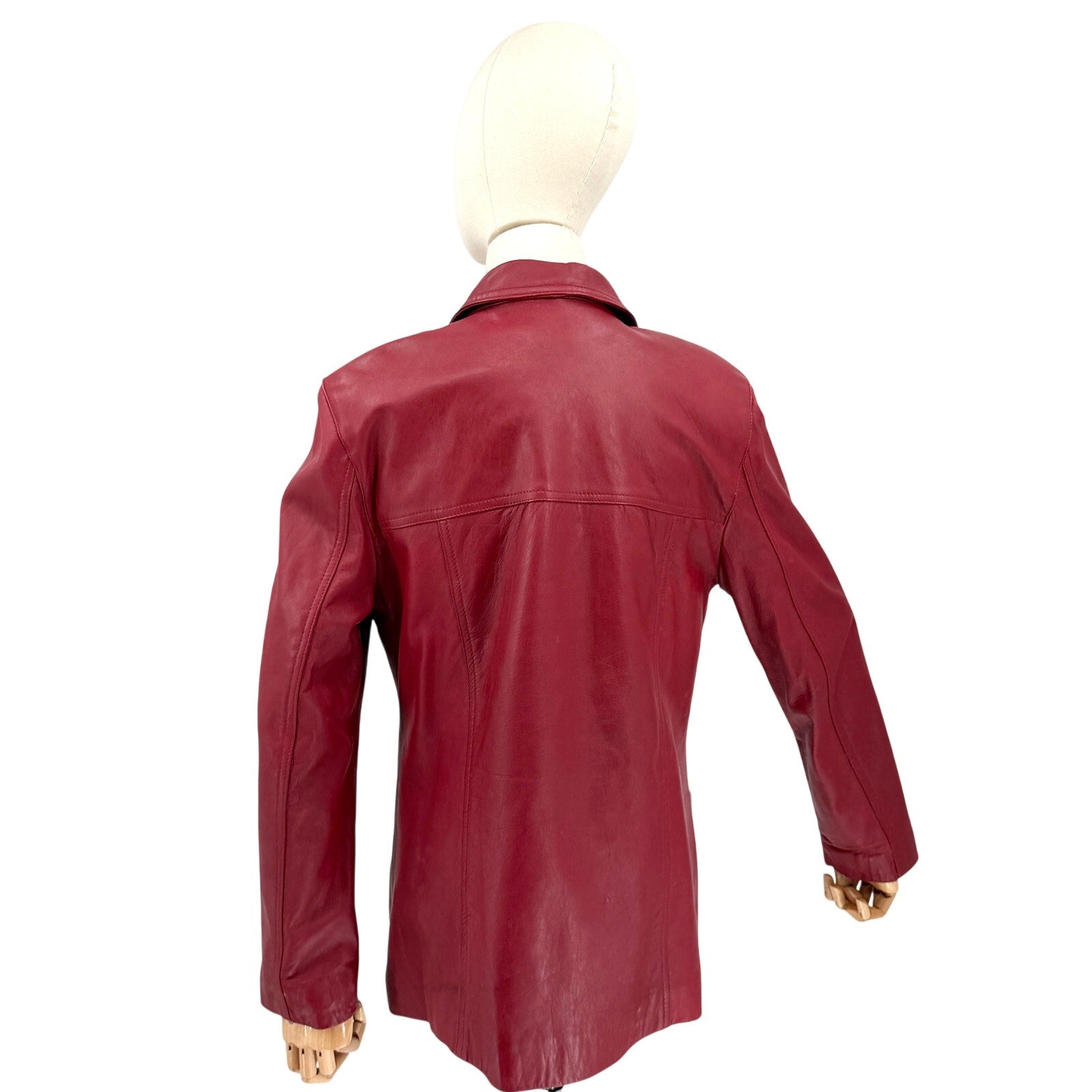 Vintage 90s Dream Wear Mel Polo Red Genuine Leather 3 Button Blazer Jacket