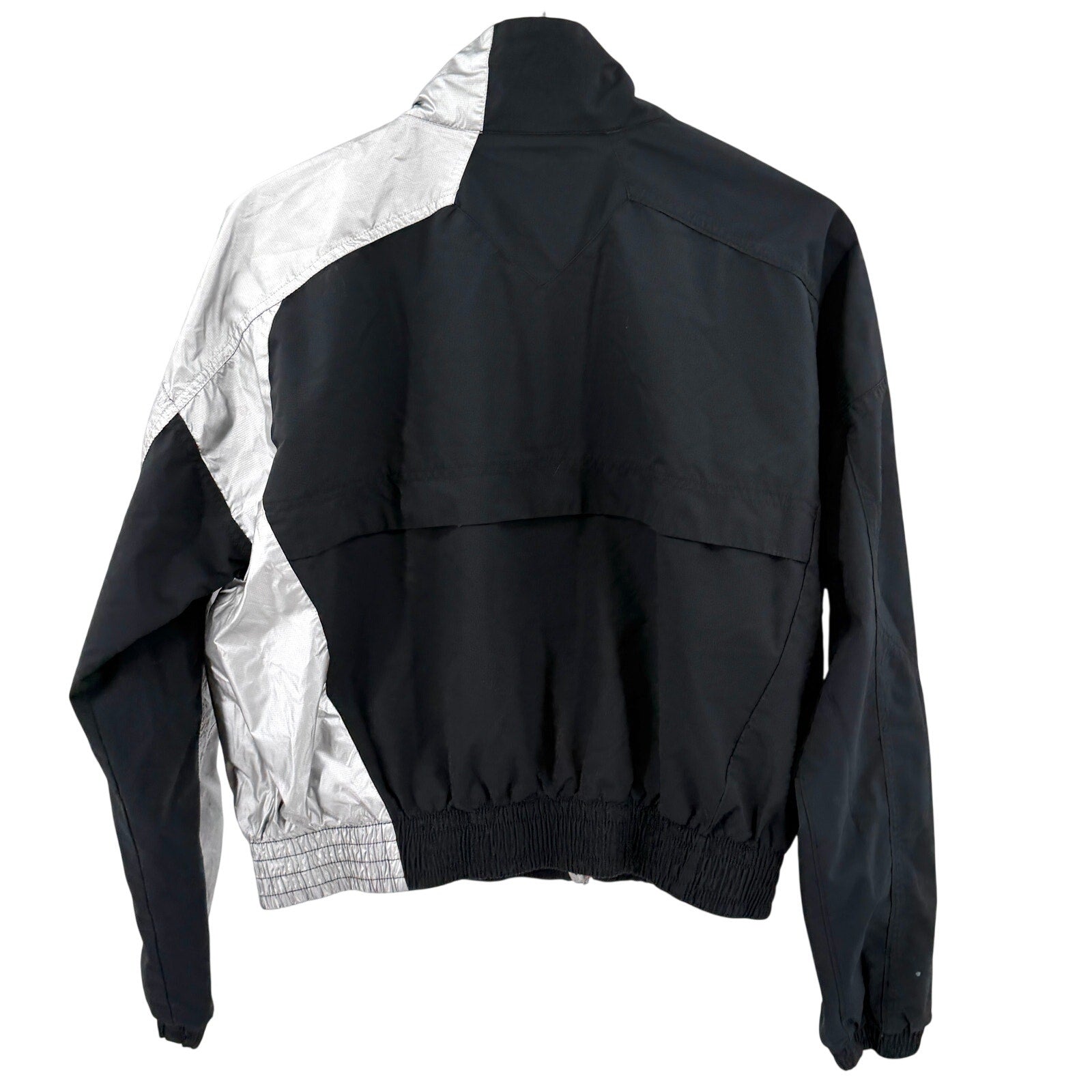 Air Jordan Black Silver Asymmetrical Zip Cropped Track Jacket