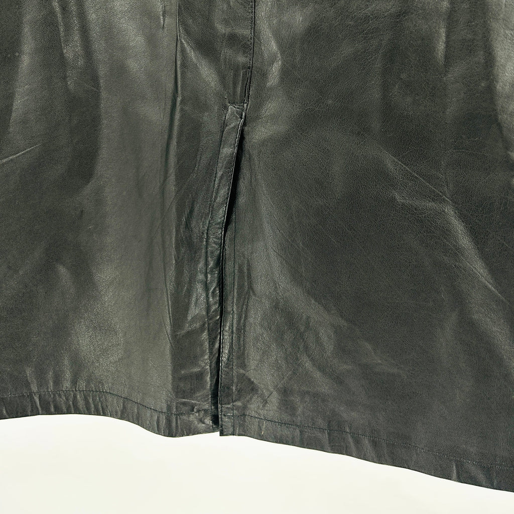 Vintage 80s Tibor Black Genuine Leather Pocket Pencil Skirt w Pockets