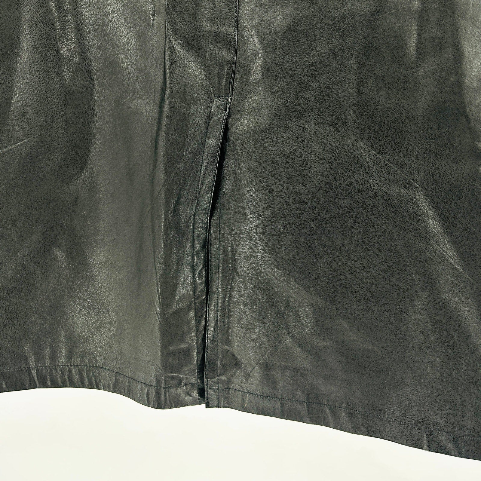 Vintage 80s Tibor Black Genuine Leather Pocket Pencil Skirt w Pockets