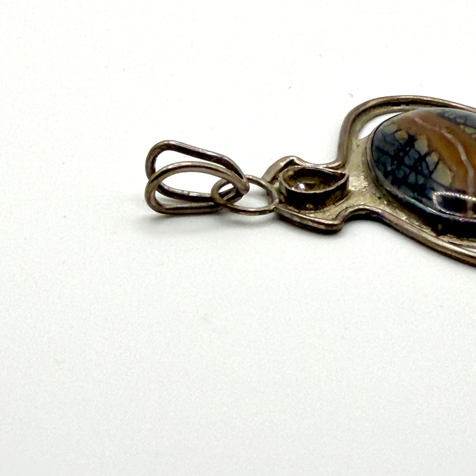 Vintage 90s Spiderweb Jasper Citrine Sterling Silver Boho Statement Pendant