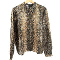 Vintage Y2K August Silk Tan Black 100% Silk Snakeskin Python Button Down Blouse