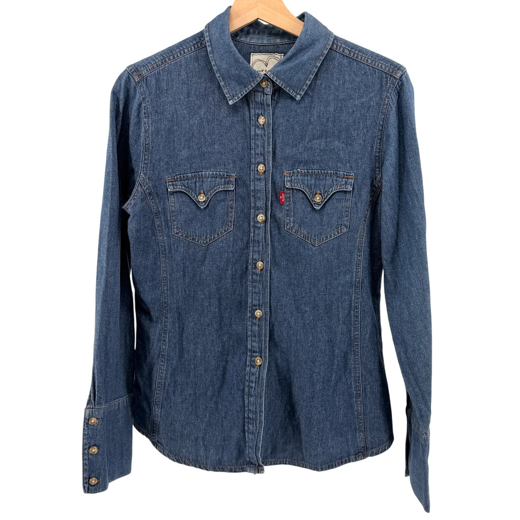 Levi’s Red Tab Blue 100% Cotton Denim Western Long Sleeve Shirt
