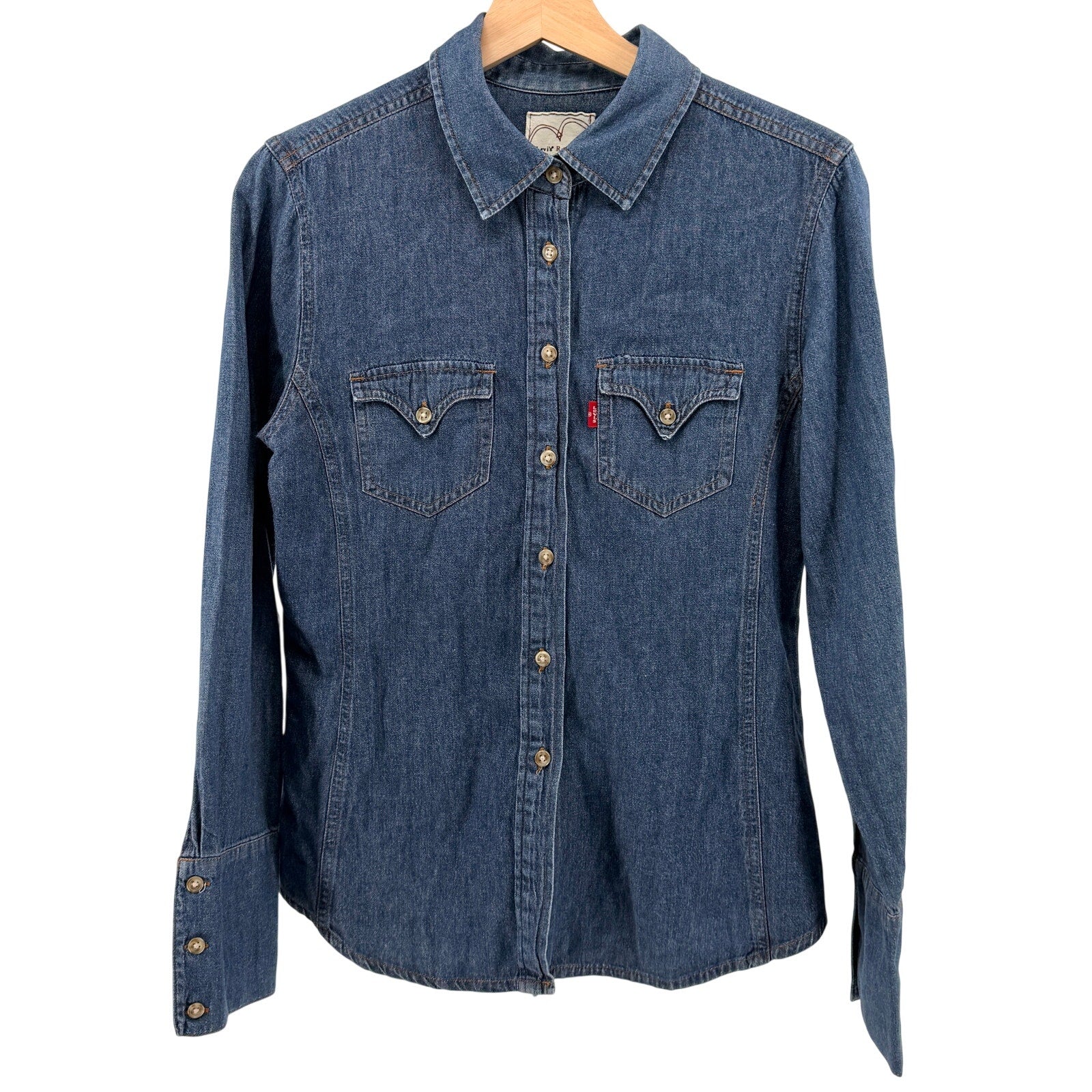 Levi’s Red Tab Blue 100% Cotton Denim Western Long Sleeve Shirt