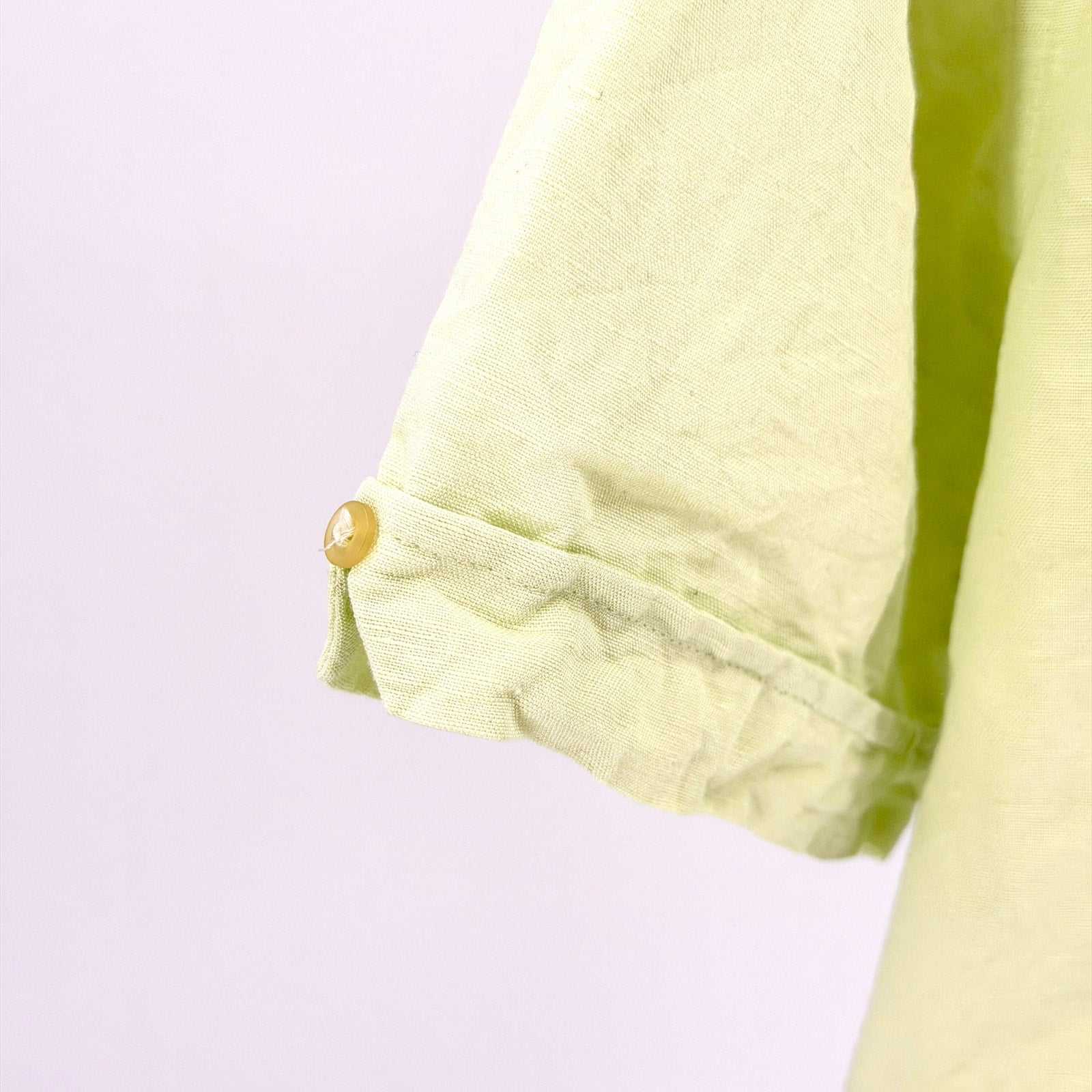 Cubavera Lime Green Tropical Linen Blend Embroidered Short Sleeve Button Down