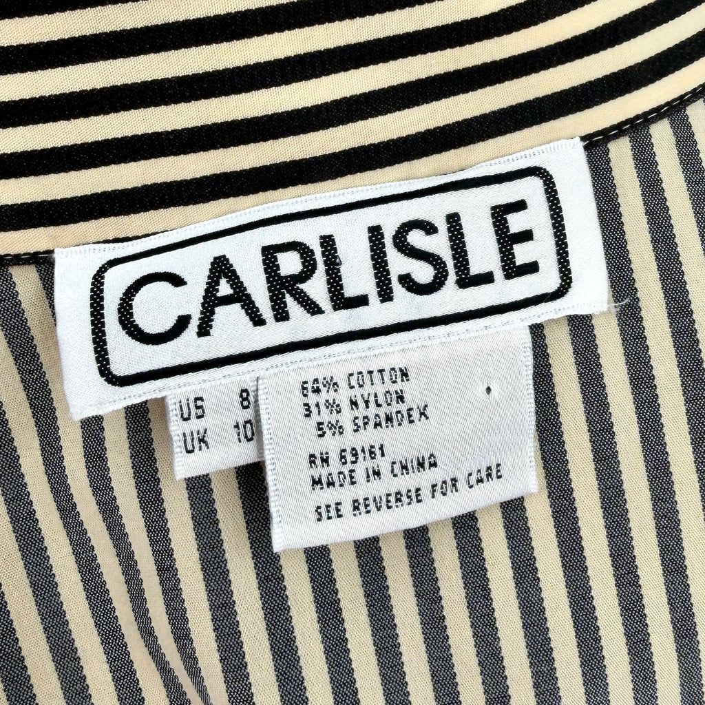 Carlisle Beige Black Striped Tie-Front Blouse