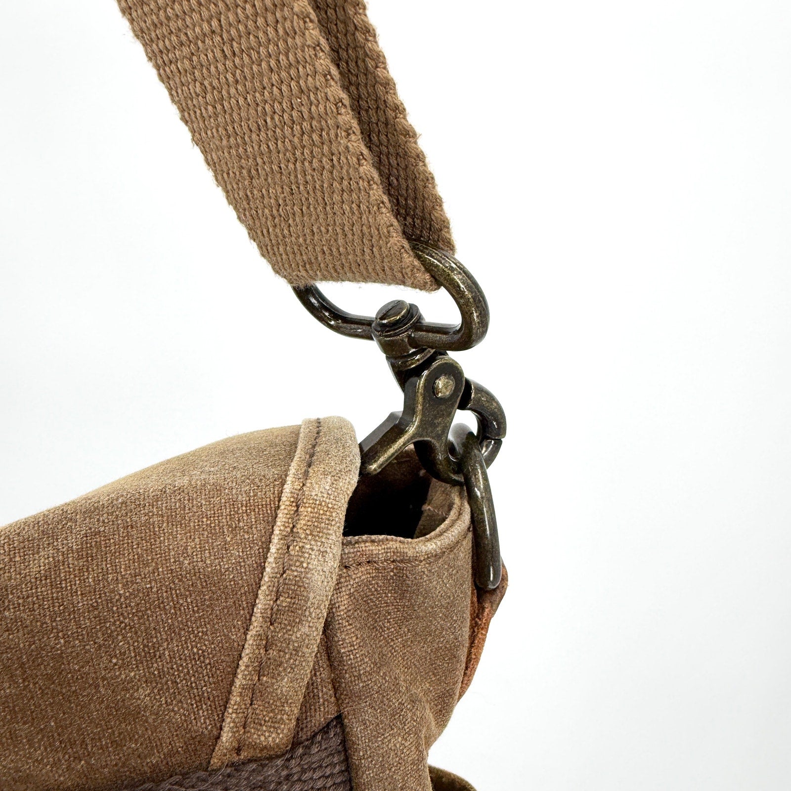 Newhey Brown Distressed Canvas Genuine Leather Straps Messenger Bag