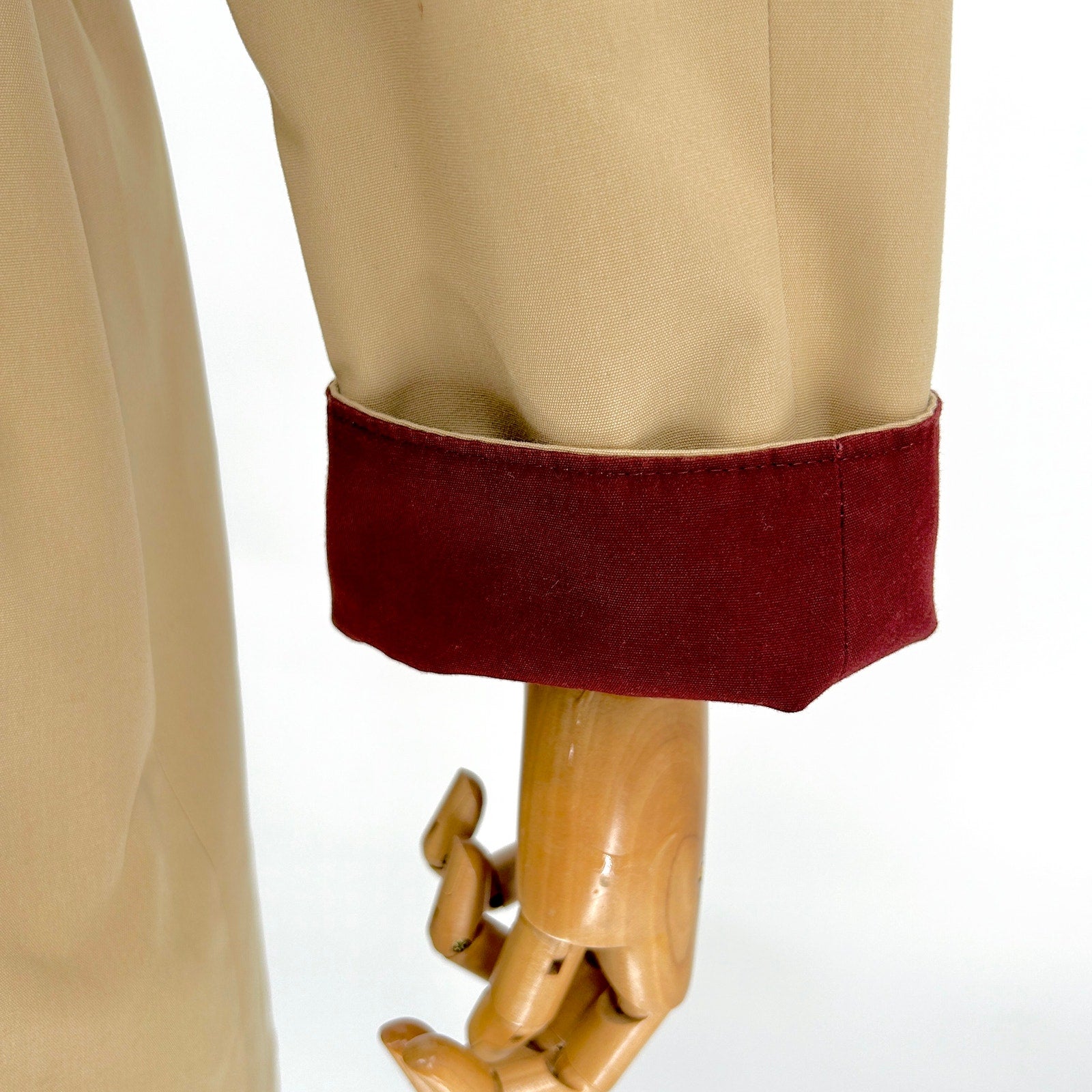 Vintage 80s Etienne Aigner Tan Maroon Reversible Belted Trench Coat