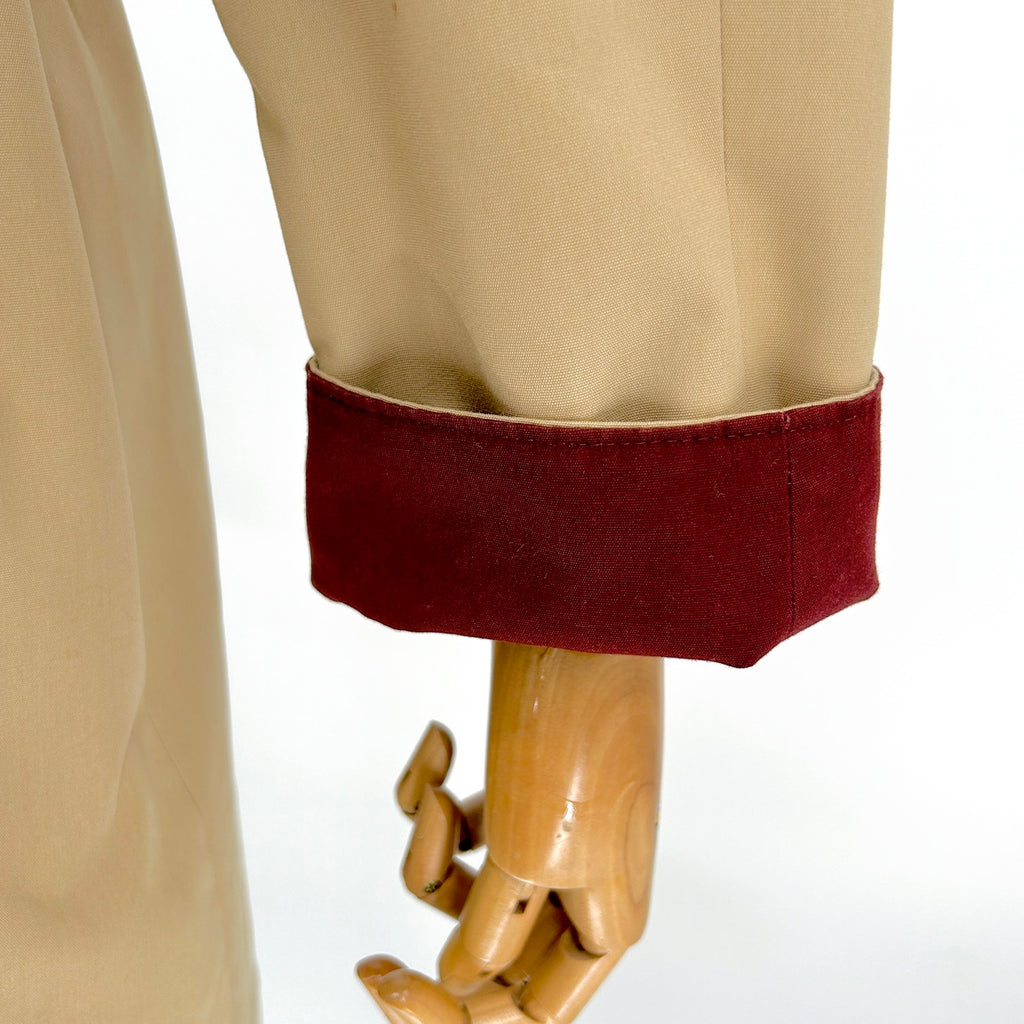 Vintage 80s Etienne Aigner Tan Maroon Reversible Belted Trench Coat