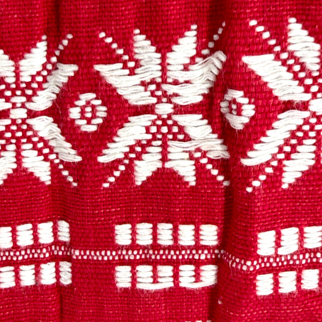 Vintage 80s Red 100% Cotton Ethnic Embroidered Wrap Skirt