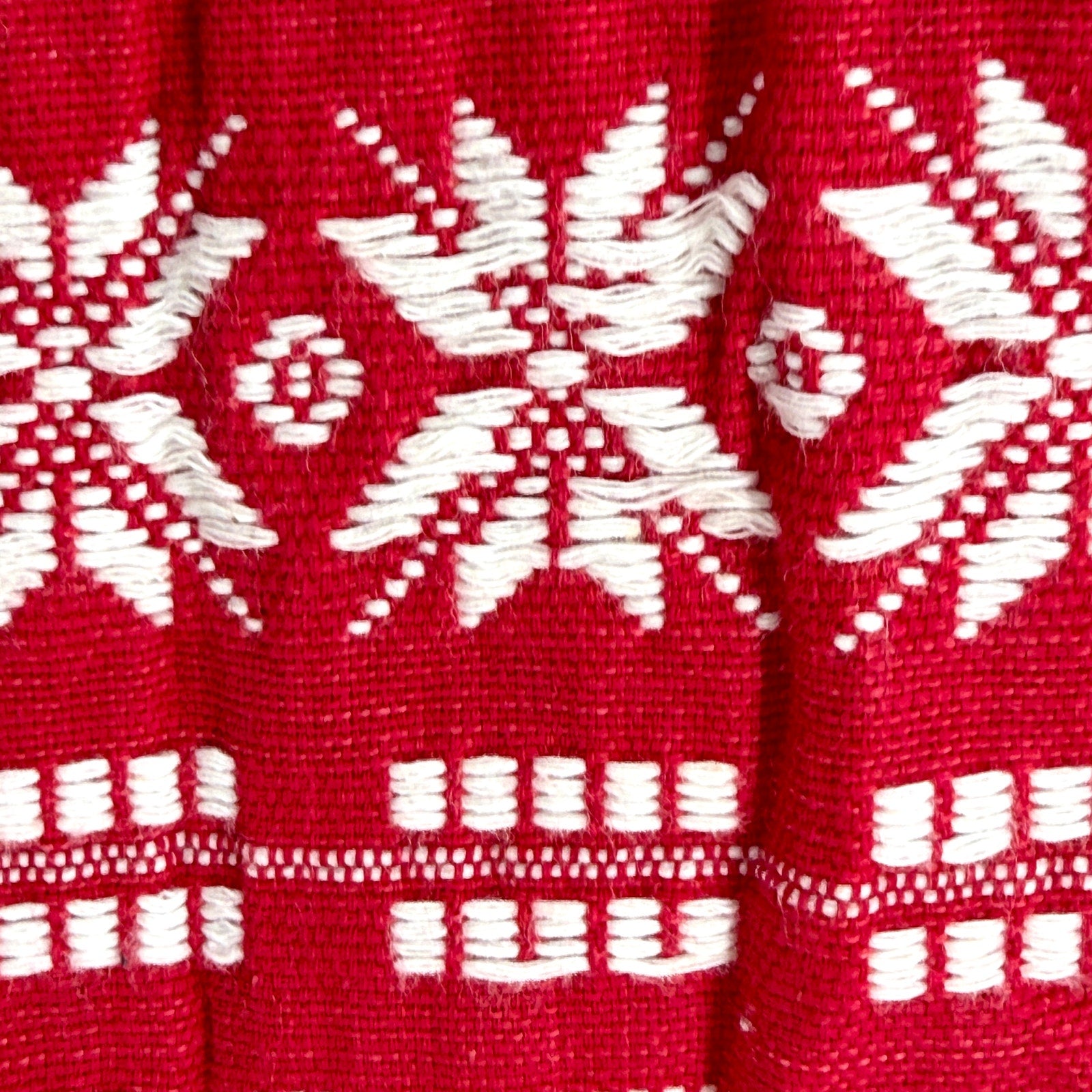Vintage 80s Red 100% Cotton Ethnic Embroidered Wrap Skirt