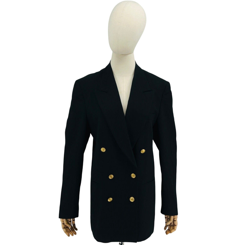 Vintage 90s The J. Peterman Company Black 100% Wool Blazer Tuxedo Jacket