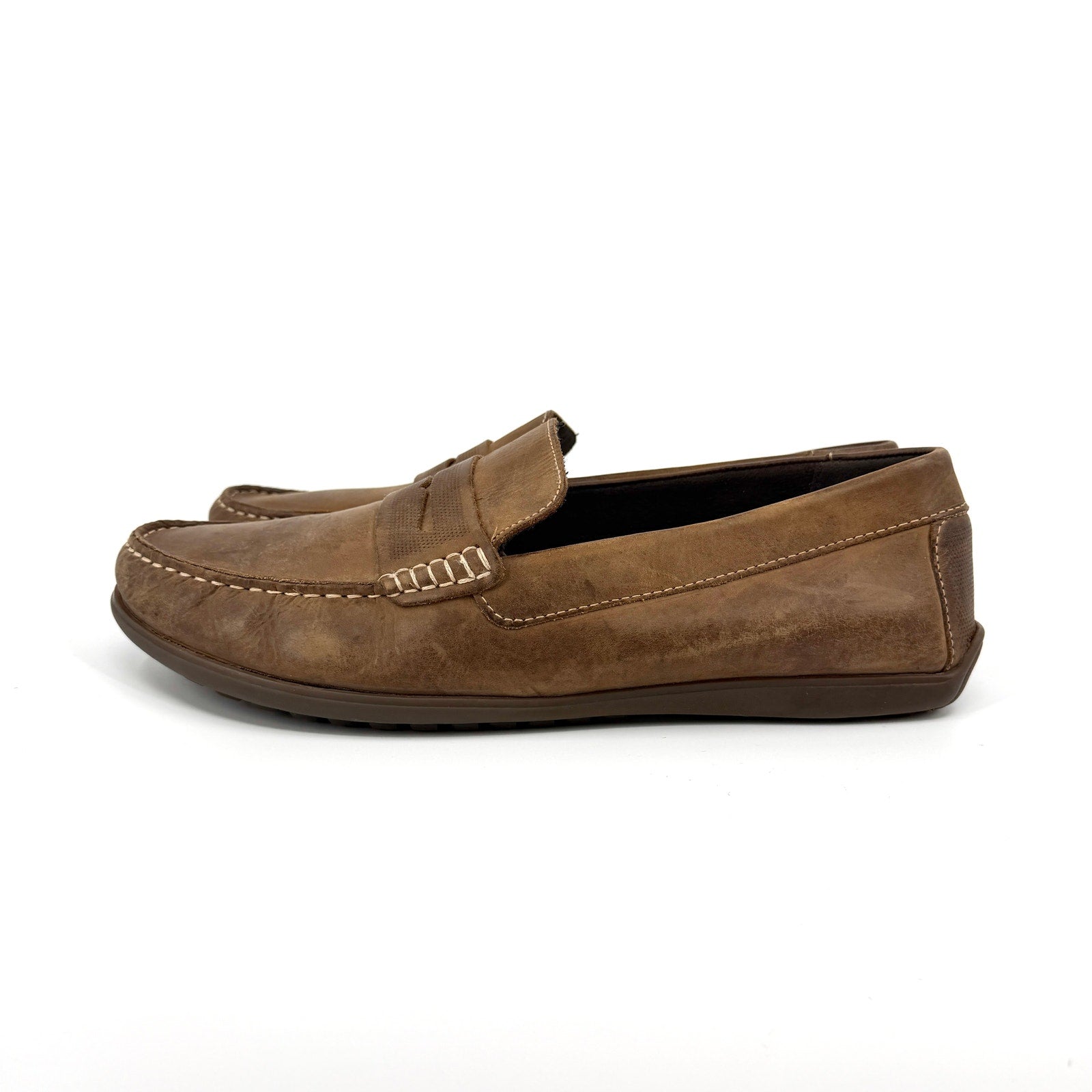 Rockport Brown Genuine Leather TruTech Memory Foam Comfort Penny Loafers Shoes
