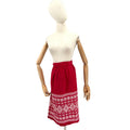 Vintage 80s Red 100% Cotton Ethnic Embroidered Wrap Skirt