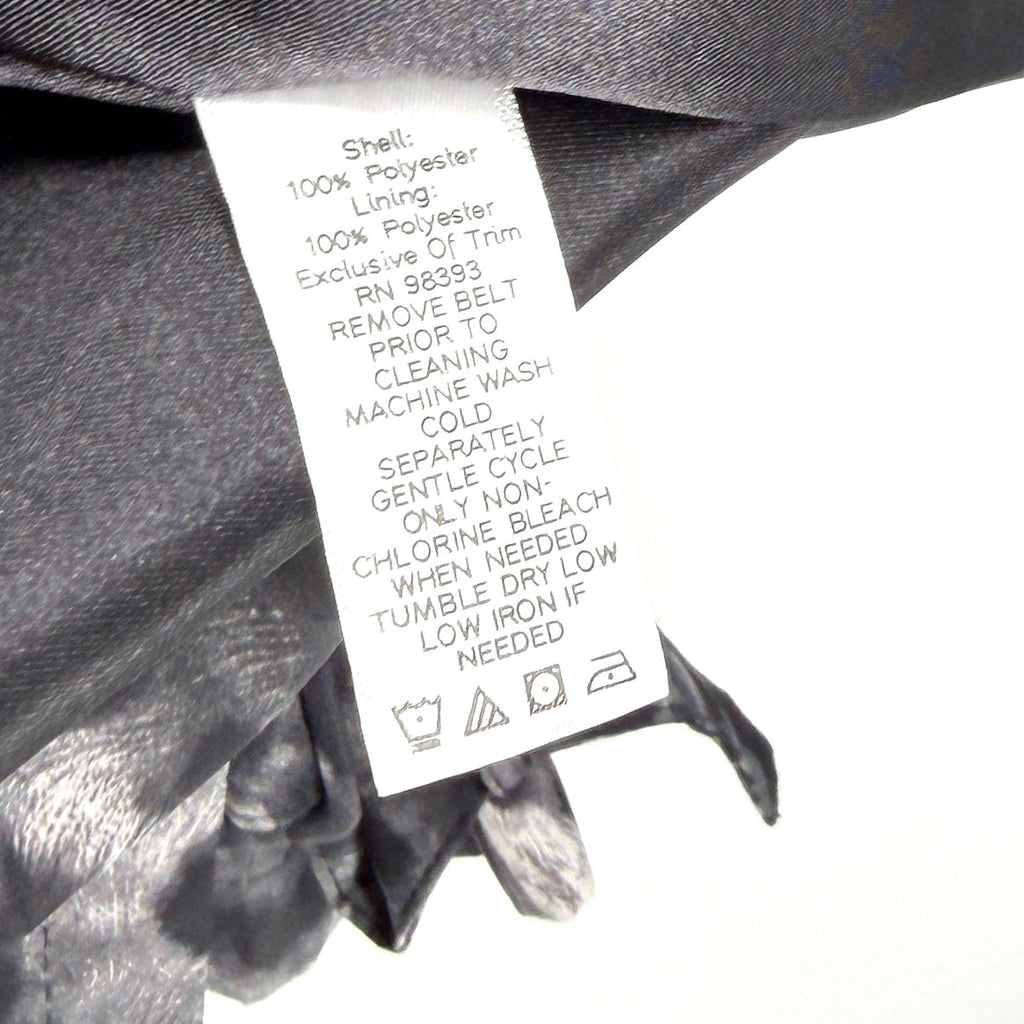 Dennis by Dennis Basso Gray White Leopard Print Trench Raincoat