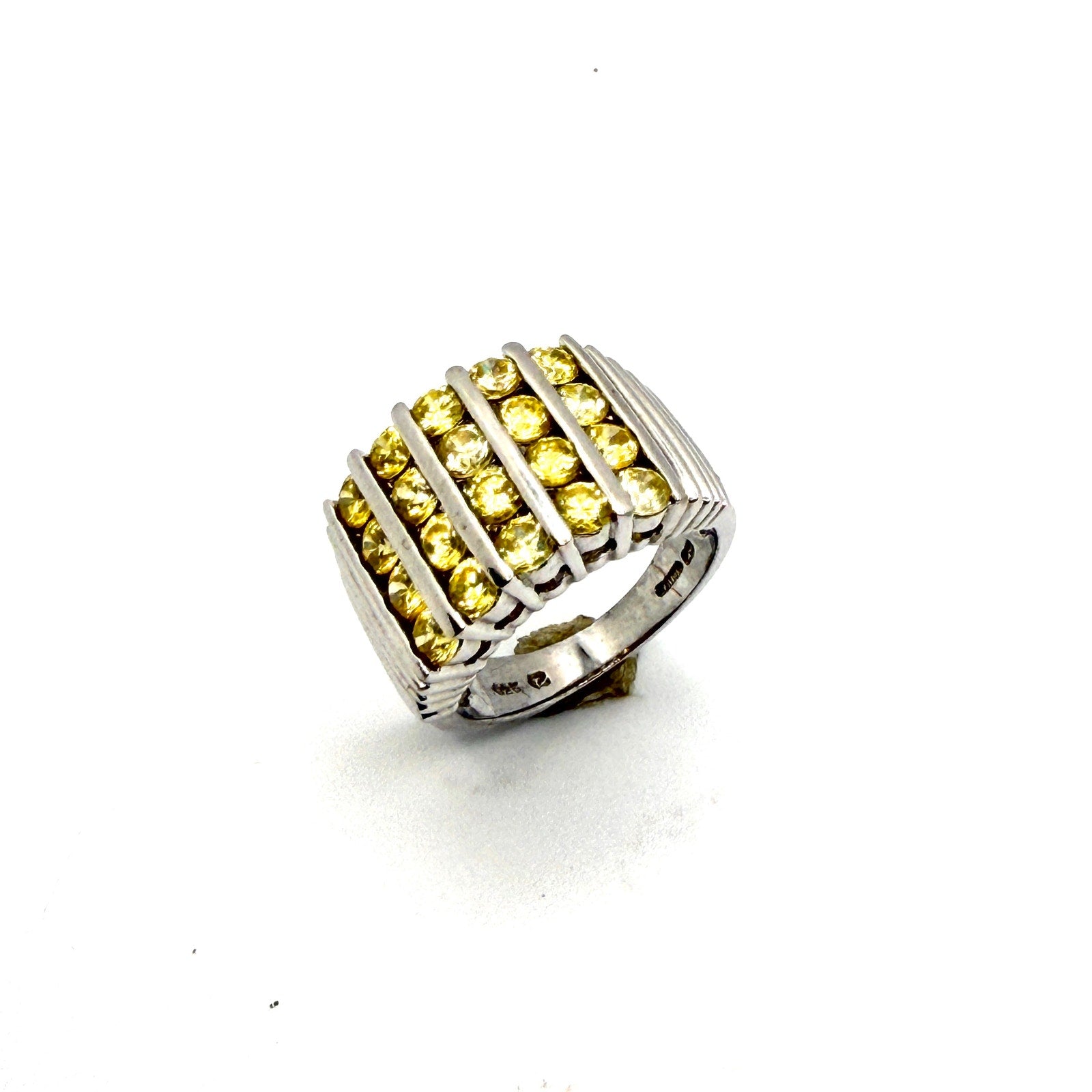 Vintage Y2K Sterling Silver Stamped Yellow Citrine Solitaire Bezel Ring